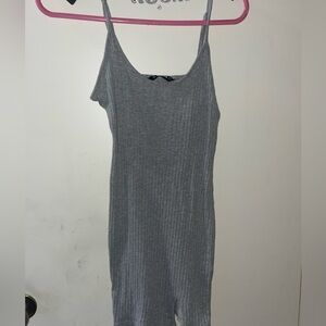 SHEIN Gray Ribbed Mini Dress